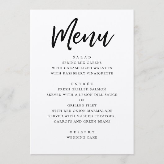 モダン素朴結婚の。国字書道 メニュー (正面)