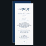 モダン素朴結婚Elopement Dinner Menu メニュー<br><div class="desc">素朴モダン結婚の駆け落ちディナーカード。簡単カスタマイズとあなたのニーズにパーソナライズし、ディナーゲストは、これらの完璧なディナーメニューを見て興奮スタイリッシュする。(ネイビーブルーテーマ)</div>