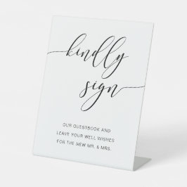 モダン素朴結婚Guestbook Please Sign Script 台座サイン