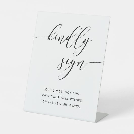 モダン素朴結婚Guestbook Please Sign Script 台座サイン (正面)