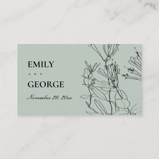 モダン素朴線スケッチフローラ座席表 名刺 (裏面)