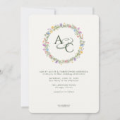 モダン素朴花モノグラ結婚ム 招待状 (正面)