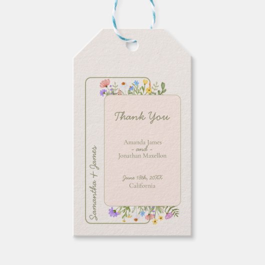 モダン素朴花結婚の ギフトタグ (正面)