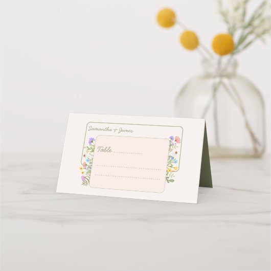 モダン素朴花結婚の プレイスカード (正面)