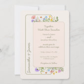 モダン素朴花結婚の 招待状 (正面)