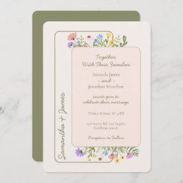 モダン素朴花結婚の 招待状