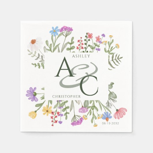 モダン素朴花 スタンダードカクテルナプキン (正面)