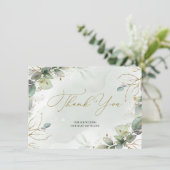 モダン素朴葉緑のフローラとフェイク金ゴールド サンキューカード (スタンド正面)