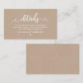 モダン素朴農園，ホワイト，クラフト，結婚の詳細 エンクロージャーカード (正面/裏面)