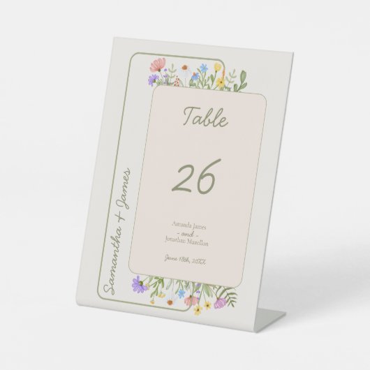 モダン素朴野結婚花の表番号 台座サイン (正面)