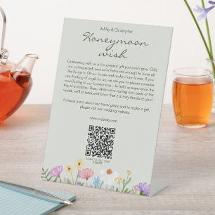 モダン素朴野花ソフト結婚セージ 台座サイン