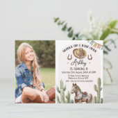 モダン素朴鞍乗り馬誕生日 招待状 (スタンド正面)