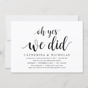 モダン素朴黒文字結婚の駆け落ち 招待状