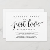 モダン素朴黒文字結婚の駆け落ち 招待状 (正面/裏面)