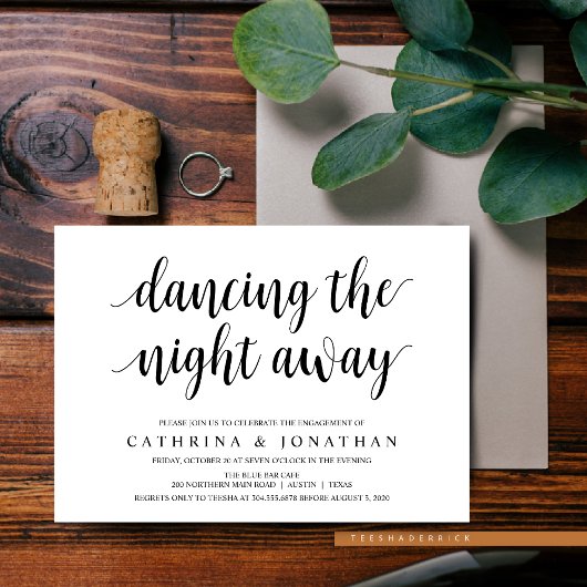 モダン素朴,黒文字,婚約パーティ 招待状