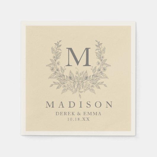 モダン素朴Champagneのナ結婚プキン スタンダードカクテルナプキン (正面)