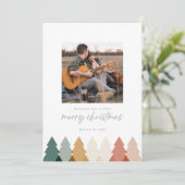 モダン素朴Christmas Tree Photo Flat Card (スタンド正面)