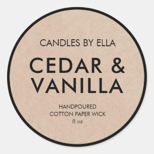 モダン素朴Kraftパーソナライズされた Candleラベル ラウンドシール