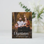 モダン素朴Merry Christmas Family写真 ポストカード (スタンド正面)