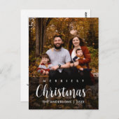 モダン素朴Merry Christmas Family写真 ポストカード (正面/裏面)