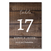 モダン素朴Oak Script結婚のカスタム テーブルナンバー (正面)