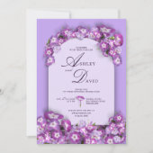 モダン素朴Purplemon薄紫アーチ結婚フローラ 招待状 (正面)