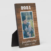 モダン素朴Wood First Father's Dayの写真カスタム フォトプラーク (側面)