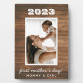 モダン素朴Wood First Mother's Dayの写真カスタム フォトプラーク (正面)