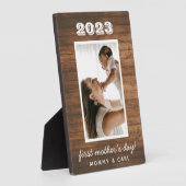 モダン素朴Wood First Mother's Dayの写真カスタム フォトプラーク (側面)