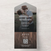 モダン素朴Wood Outdoor結婚のQRコード オールインワン招待状 (内側)