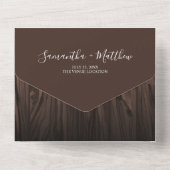 モダン素朴Wood Outdoor結婚のQRコード オールインワン招待状 (裏面)