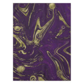 モダン紫と金ゴールド大理石の渦 テーブルクロス (正面)