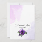 モダン紫エレガントと銀のヴィオレ結婚ス 招待状 (裏面)