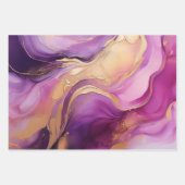 モダン紫エレガントピンクと金ゴールド ラッピングペーパーシート (正面)