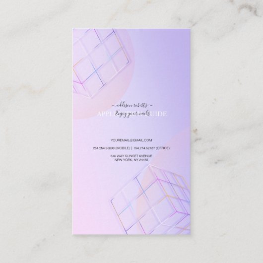 モダン紫エレガントホログラフィックロゴ 名刺 (裏面)