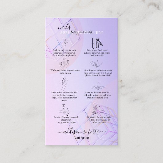 モダン紫エレガントホログラフィックロゴ 名刺 (正面)