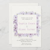 モダン紫素朴の繊細なフローラ結婚 招待状 (正面/裏面)
