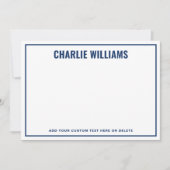 モダン紺色縁ど空白の名 ノートカード (正面)