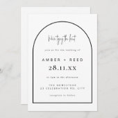 モダン結び結び結び結婚の白黒 招待状 (正面/裏面)