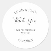 モダン結婚お礼パーソナライズされた結婚に ラウンドシール (正面)