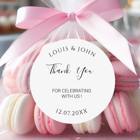 モダン結婚お礼パーソナライズされた結婚に ラウンドシール