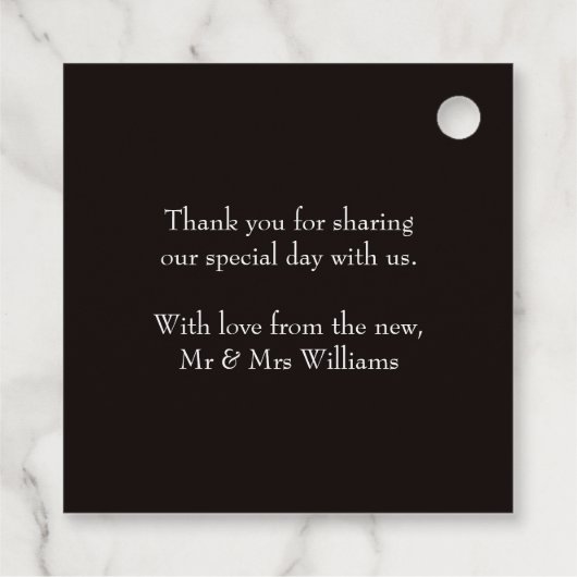 モダン結婚お礼金ゴールドグリッター編集可能 フェイバータグ (裏面)