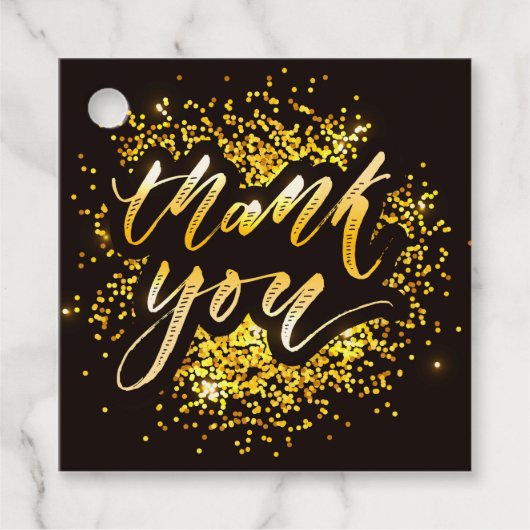 モダン結婚お礼金ゴールドグリッター編集可能 フェイバータグ (正面)