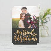 モダン結婚したクリスマス |松金ゴールド写真 シーズンカード (スタンド正面)