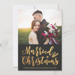 モダン結婚したクリスマス |松金ゴールド写真 シーズンカード