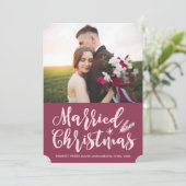 モダン結婚したクリスマス | Pine Mauve写真 シーズンカード (スタンド正面)