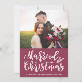 モダン結婚したクリスマス | Pine Mauve写真 シーズンカード