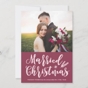 モダン結婚したクリスマス Pine Mauve写真 シーズンカード