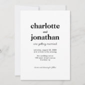 モダン結婚したタイポグラフィQRコード写真結婚 招待状 (正面)