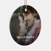 モダン結婚したメリーと写真の休日 セラミックオーナメント (右)